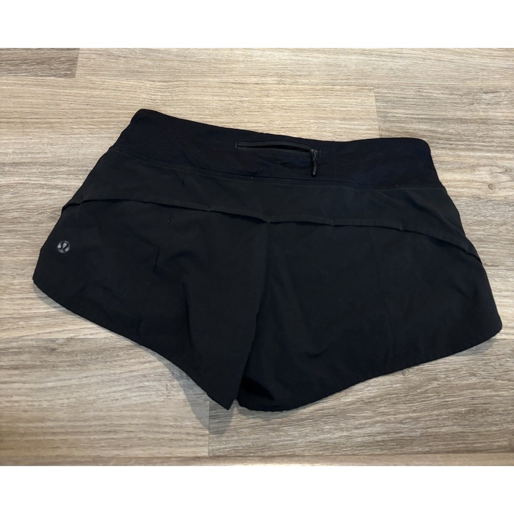 Lululemon Speed Up Short Black 4 Stretch 2.5 Low Rise Zip Pocket